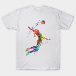 Volleyball Girl Watercolor Painting Art Print Sports Gifts T-Shirt